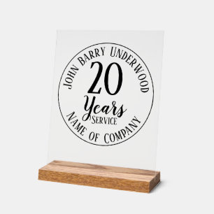 Custom Company 20 Years Long Service Commemorative Acrylic Sign