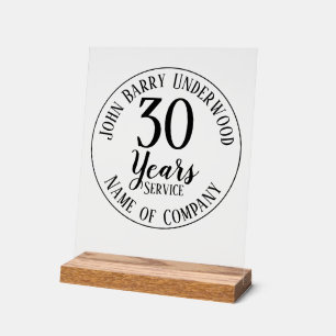 Custom Company 30 Years Long Service Commemorative Acrylic Sign
