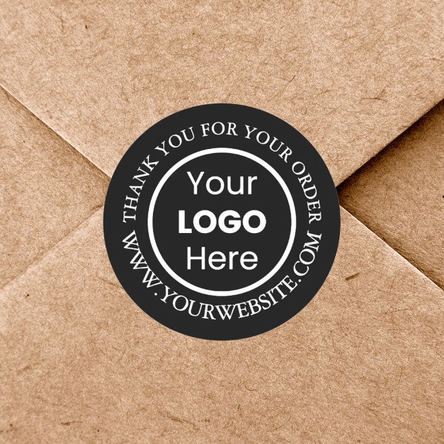 Custom Company Branded Logo Black Thank You Classic Round Sticker (Creator Uploaded)