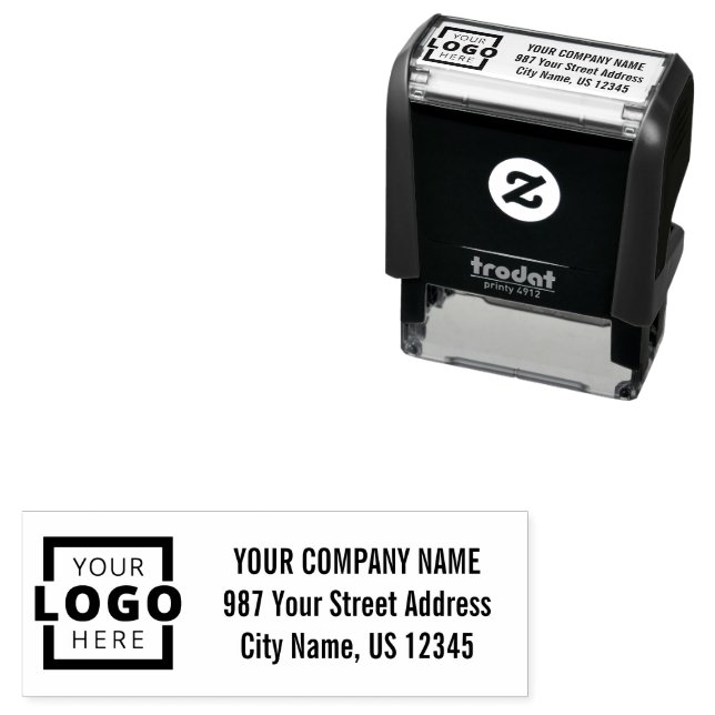 Custom Company Business Logo Address Self-inking Stamp (In Situ)