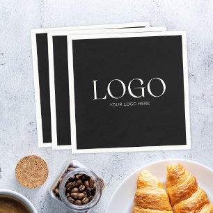 Custom Company Business Logo Black Branded Paper Napkin
