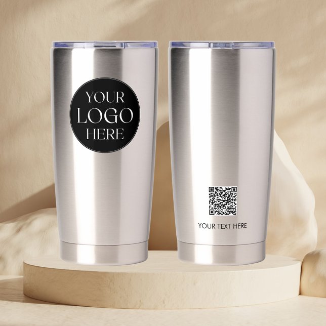 Custom Company Business Logo Branded QR Code Insulated Tumbler (Front and Back)