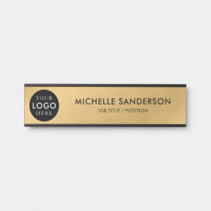 Custom Company Business Logo Gold Employee Staff Door Sign