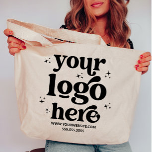 Custom Company Business Logo Personalized Text Large Tote Bag