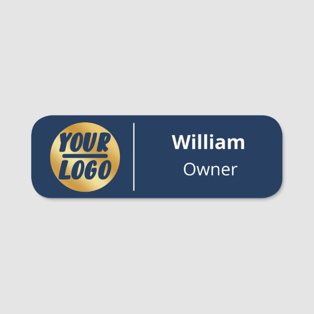 custom company business logo professional blue name tag (Front)