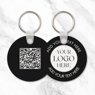Custom Company Business Logo QR Code Modern Keychain