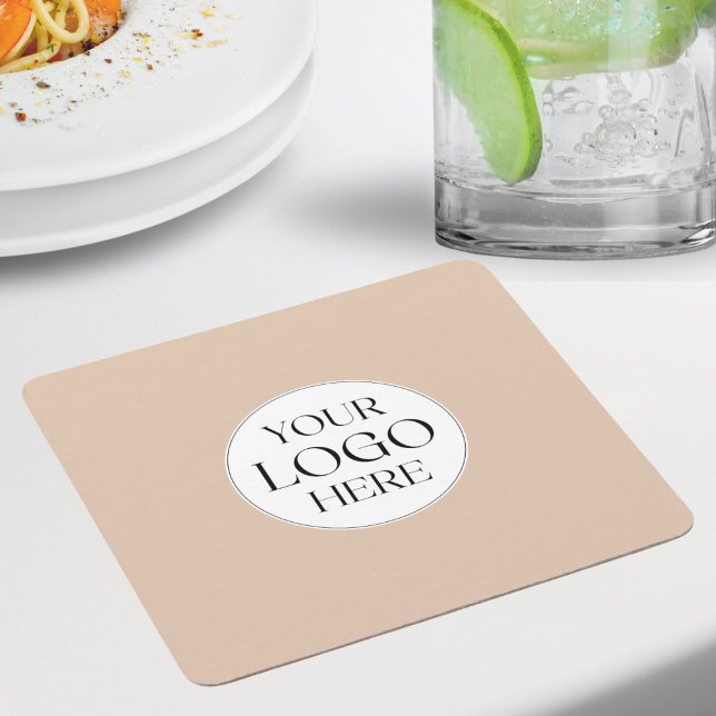 Custom Company Business Logo Simple Square Paper Coaster (Creator Uploaded)
