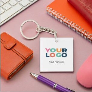 Custom Company Business Logo text Keychain