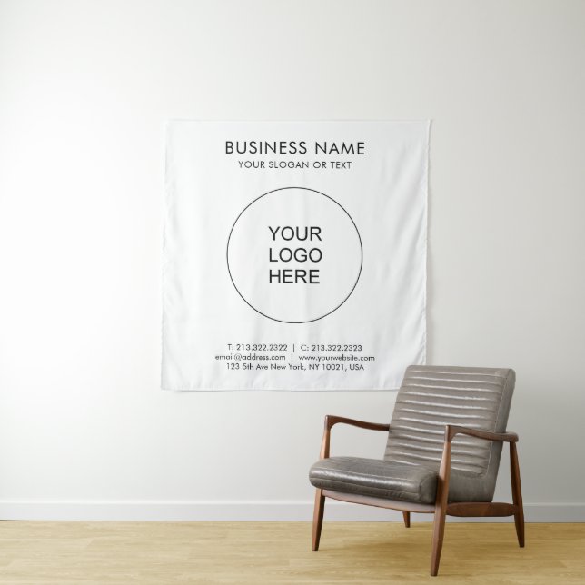Custom Company Business Logo Text Square Template Tapestry (In Situ)