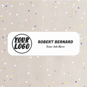 custom company business logo & title Modern white Name Tag