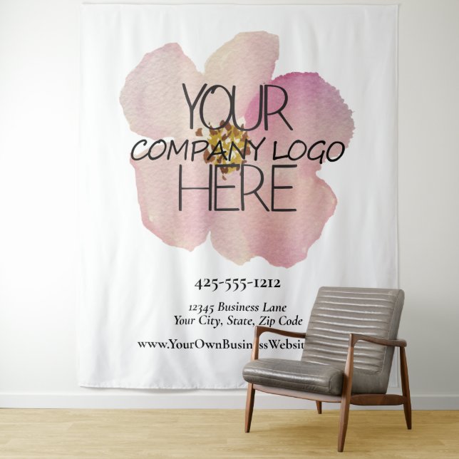 Custom Company Business Trade Show Logo Backdrop Tapestry (In Situ)