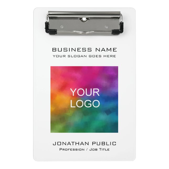 Custom Company Corporate Business Logo Add Text Mini Clipboard (Front)