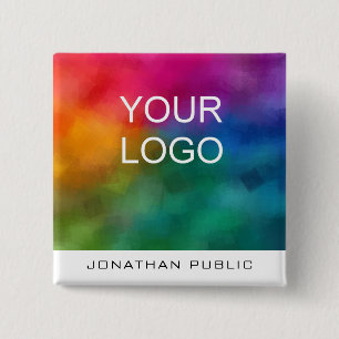 Custom Company Corporate Business Logo Text 2 Inch Square Button