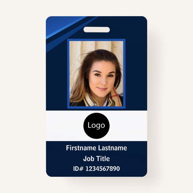 custom company employee id, Photo Logo Bar Code Badge (Front)