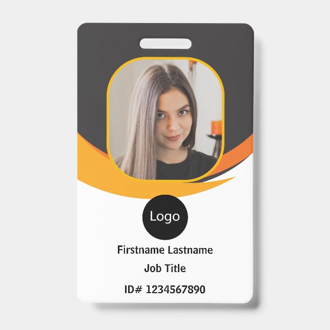 custom company employee id, Photo Logo Bar Code Badge (Front)