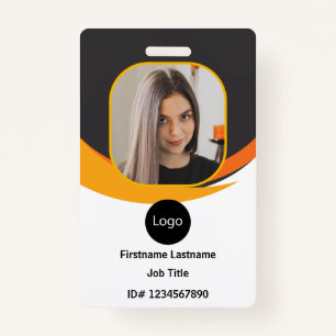 custom company employee id, Photo Logo Bar Code Badge