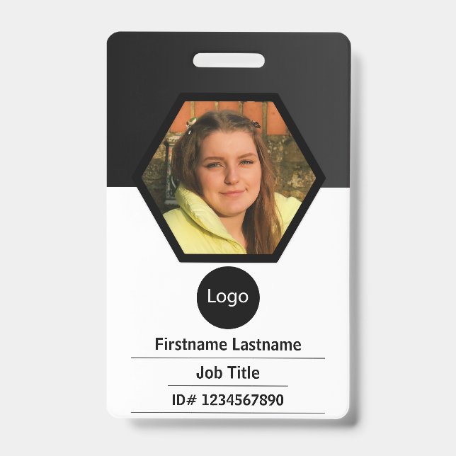 custom company employee id, Photo Logo Bar Code Badge (Front)