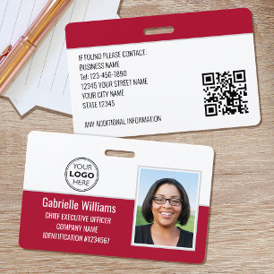 Custom Company Employee ID Photo Security Red Badge