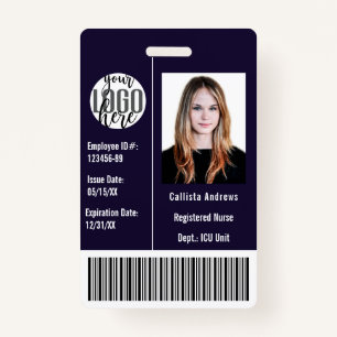 Custom Company Employee Photo Name Barcode Logo ID Badge