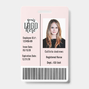 Custom Company Employee Photo Name Barcode Logo ID Badge