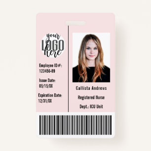 Custom Company Employee Photo Name Barcode Logo ID Badge
