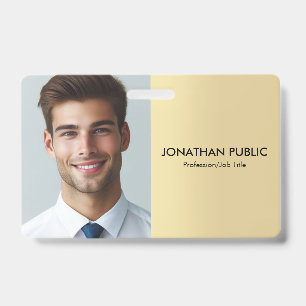 Custom Company Employee Photo Template Faux Gold Badge