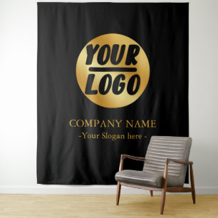 Custom Company golden Logo Backdrop For Events Tapestry
