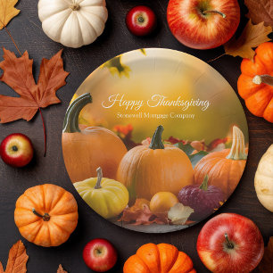 Custom Company Happy Thanksgiving Pumpkin Party Paper Plate