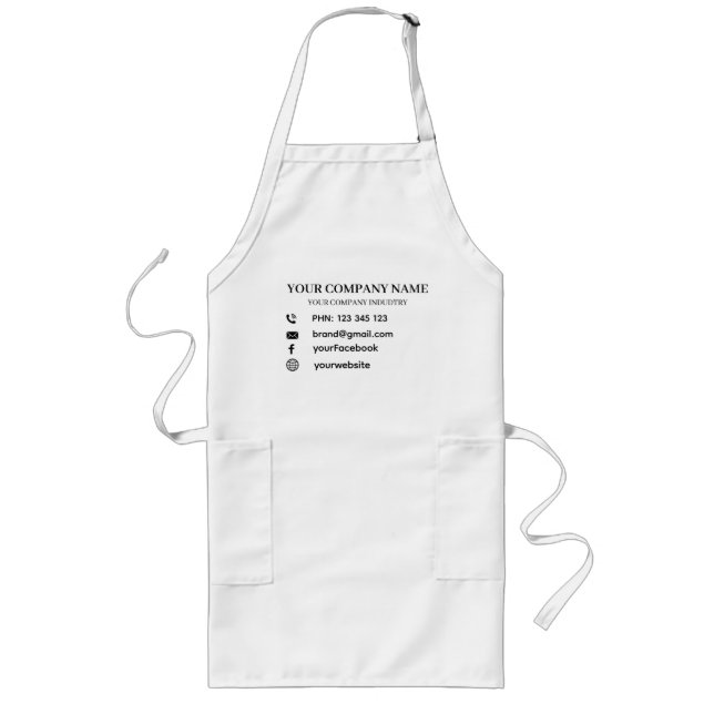 Custom Company Info Personalized Business Design Long Apron (Front)