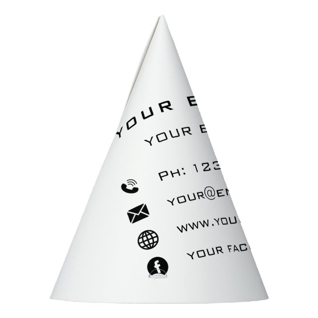 Custom Company Info Text Business Paper Party Hat (Left)