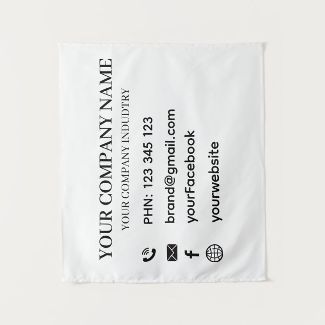 Custom Company Info Text Wall Branding Design Tapestry (Front)