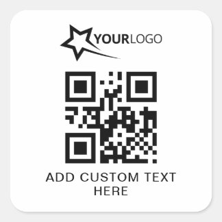 Custom Company Logo and QR Code Square Sticker