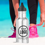Custom Company Logo And Slogan With Promotional 532 Ml Water Bottle<br><div class="desc">Personalize a water bottle with this simple and minimalist template,  and promote your Company or Business to Increase leads and generate more sales. Add your details,  All text style,  colours,  sizes can be modified to fit your needs. If you need help or matching items,  please contact me</div>