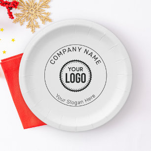 Custom Company Logo And Slogan With Promotional Paper Plate