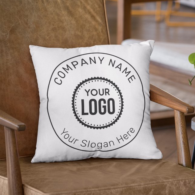 Custom Company Logo And Slogan With Promotional Throw Pillow (Creator Uploaded)