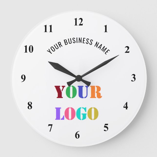 Custom Company Logo and Text Branded Clock Example (Front)