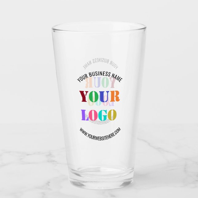 Custom Company Logo and Text Branded Glass Example (Front)