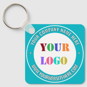 Custom Company Logo and Text Business Keychain