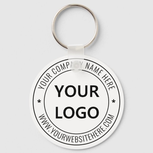 Custom Company Logo and Text Business Keychain (Front)