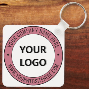 Custom Company Logo and Text Business Keychain