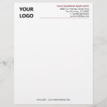 Custom Company Logo and Text Business Letterhead<br><div class="desc">Custom Font and Colours - Simple Personalized Classic Business Letterhead with Logo - Add Your Logo - Image or QR Code - Photo / Business Name - Company / Address - Contact Information / Logo or QR Code ( back side ) - Resize and move or remove and add elements...</div>