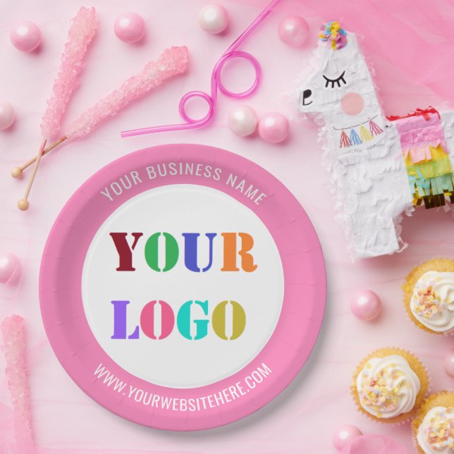 Custom Company Logo and Text Business Paper Plates (Party)