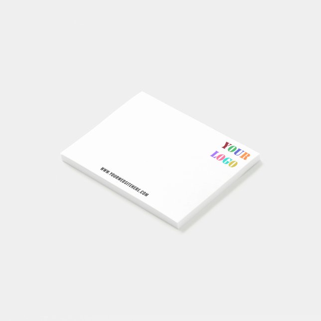 Custom Company Logo and Text Business Sticky Notes (Angled)