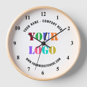 Custom Company Logo and Text Business Wall Clock