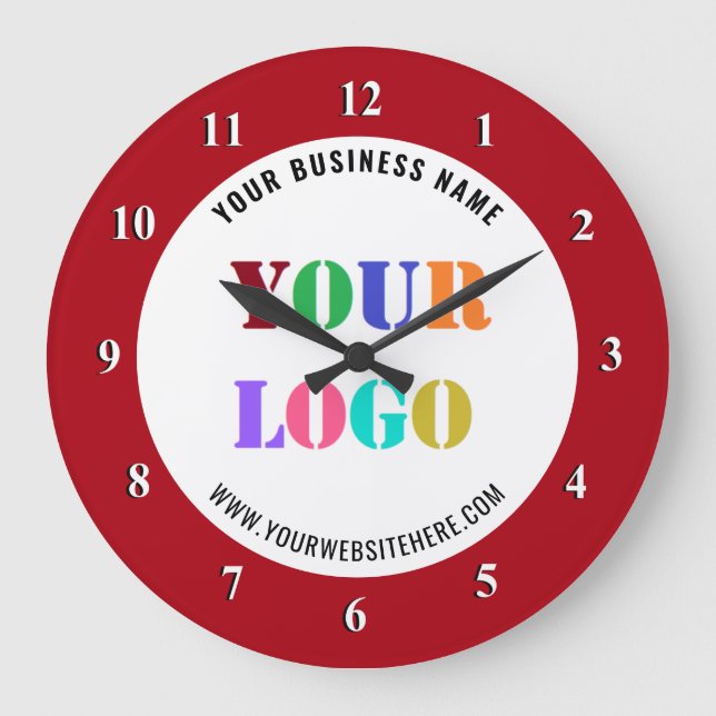 Custom Company Logo and Text Business Wall Clock (Front)