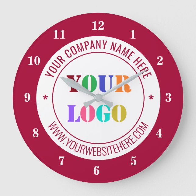 Custom Company Logo and Text Clock - Choose Colour (Front)
