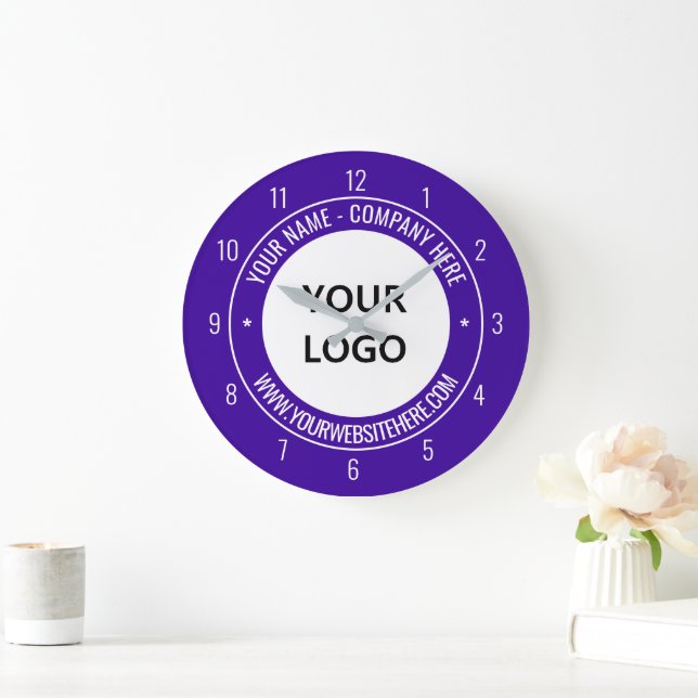 Custom Company Logo and Text Clock Choose Colours (Home)