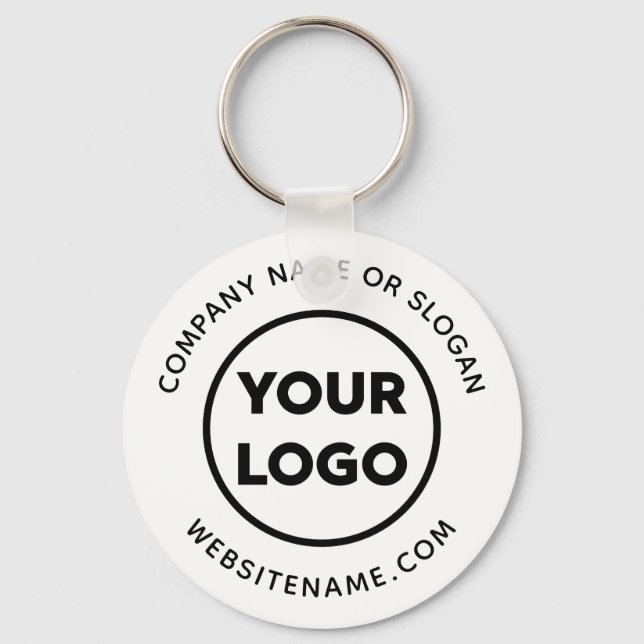 Custom Company Logo and Text Corporate Swag Keychain (Front)