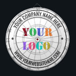 Custom Company Logo and Text Dart Board Gift<br><div class="desc">Custom Colours and Font - Dart Board with Simple Personalized Your Business Logo Name Website Stamp Design - Promotional Professional Customizable Dartboards Gift - Add Your Logo - Image / Name - Company / Website or Phone , E-mail / more - Resize and move or remove and add elements /...</div>