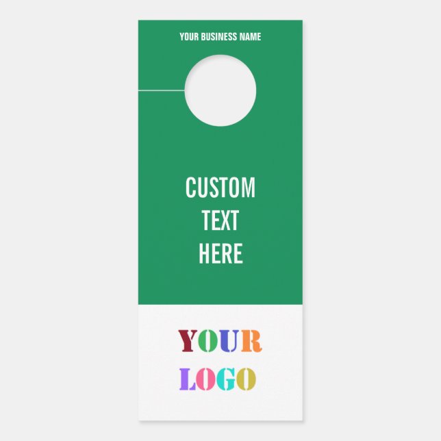 Custom Company Logo and Text Door Hanger Template (Front)